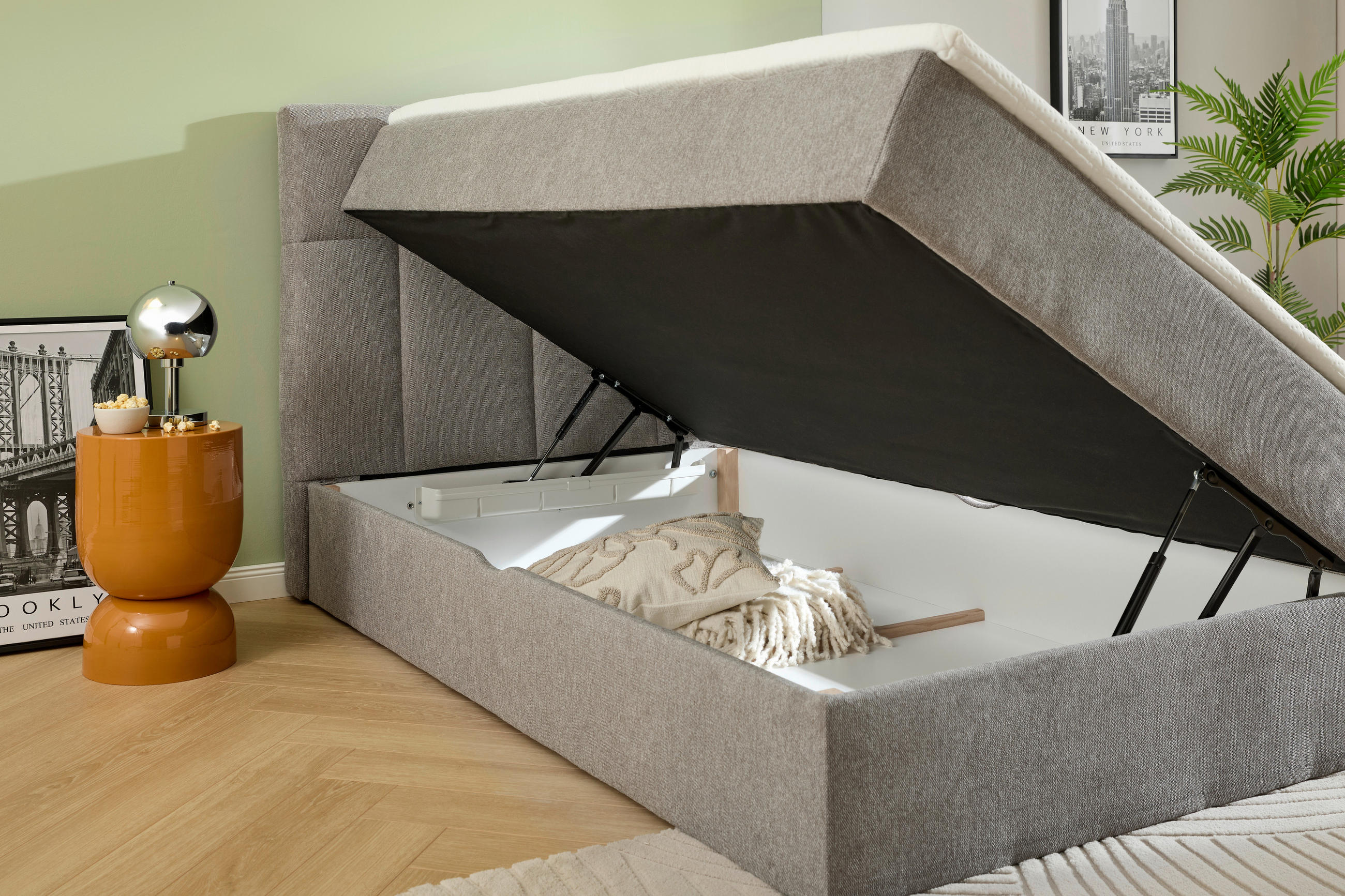 BOXBETT 90/200 cm  in Hellgrau  - Hellgrau, KONVENTIONELL, Textil (90/200cm) - Boxxx