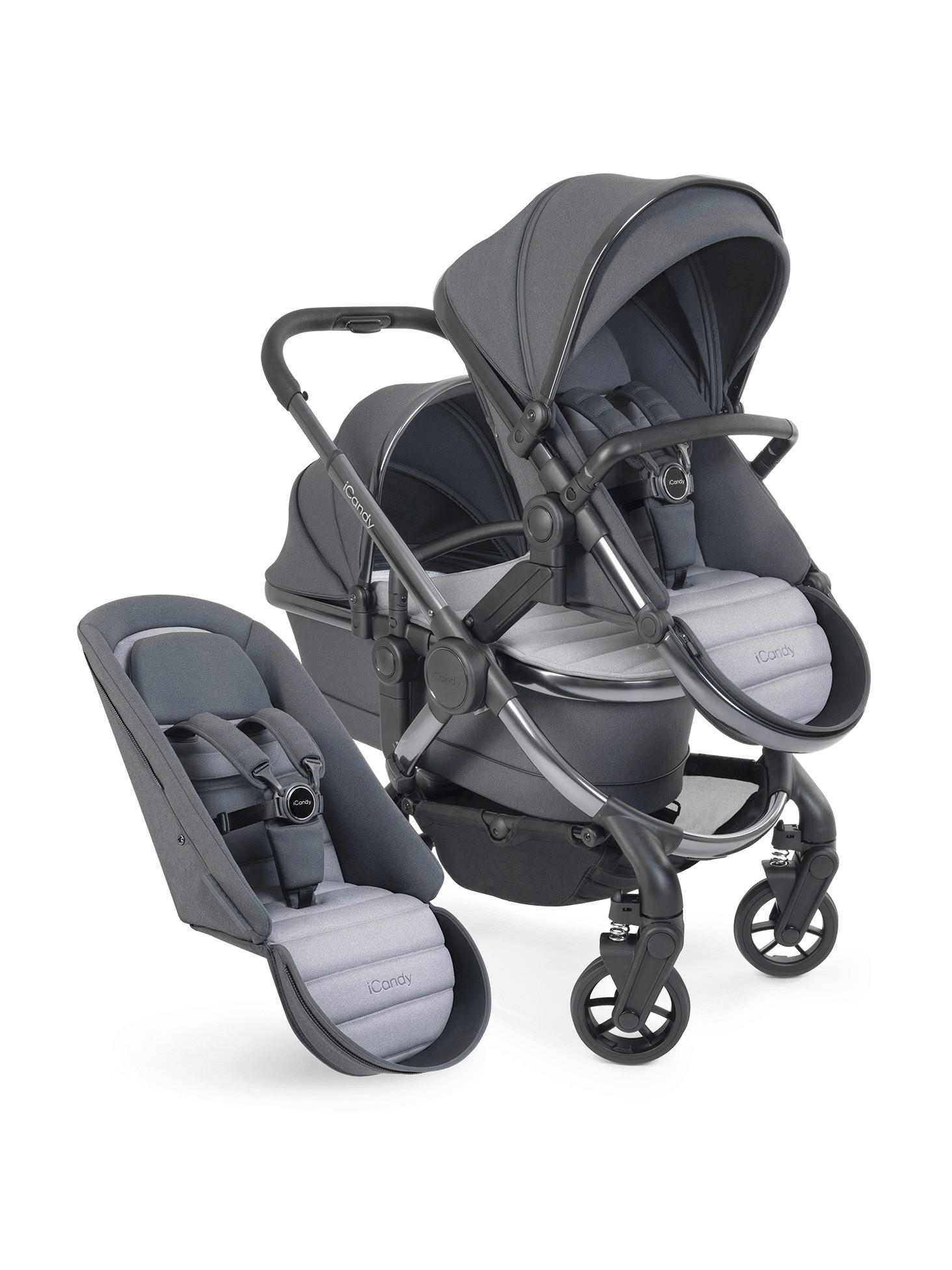 DEČJA KOLICA  PEACH 7  - tamnosiva/svetlosiva, Osnovno, tekstil/plastika (75/55/39cm) - ICANDY