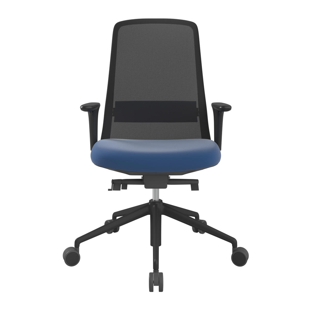 DREHSTUHL Lederlook Blau, Schwarz  - Blau/Schwarz, MODERN, Kunststoff/Textil (70/103-115/70cm)