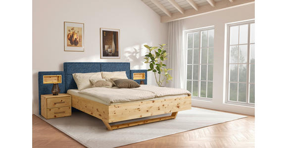 BETT 180/200 cm in Blau, Zirbelkieferfarben - Blau/Zirbelkieferfarben, Natur, Holz/Textil (180/200cm) - Valnatura