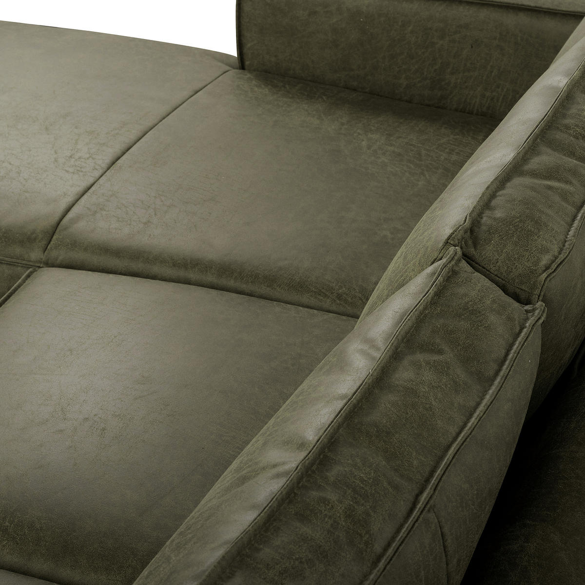 ECKSOFA Grün Echtleder Lederlook Bettkasten, Schlaffunktion, Rücken echt  - Schwarz/Grün, Design, Leder/Textil (166/238cm) - Livetastic