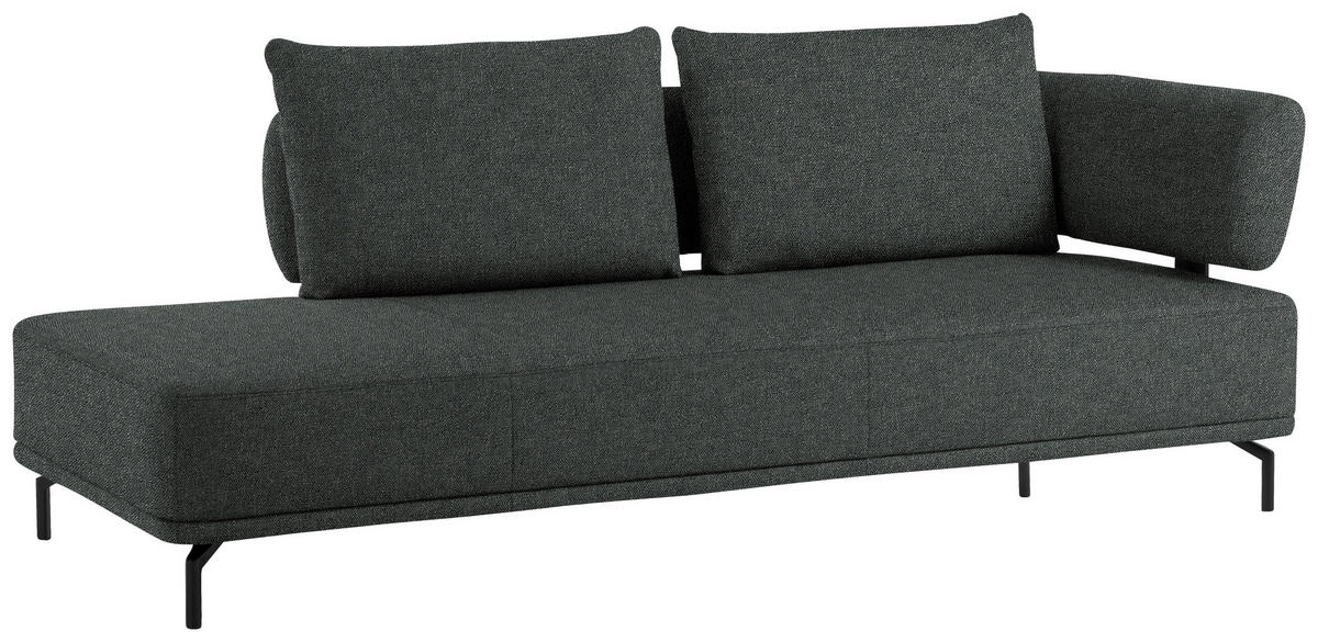 RÉCAMIERE in Flachgewebe Dunkelgrau  - Dunkelgrau/Schwarz, Design, Textil/Metall (227/89/101cm) - Dieter Knoll