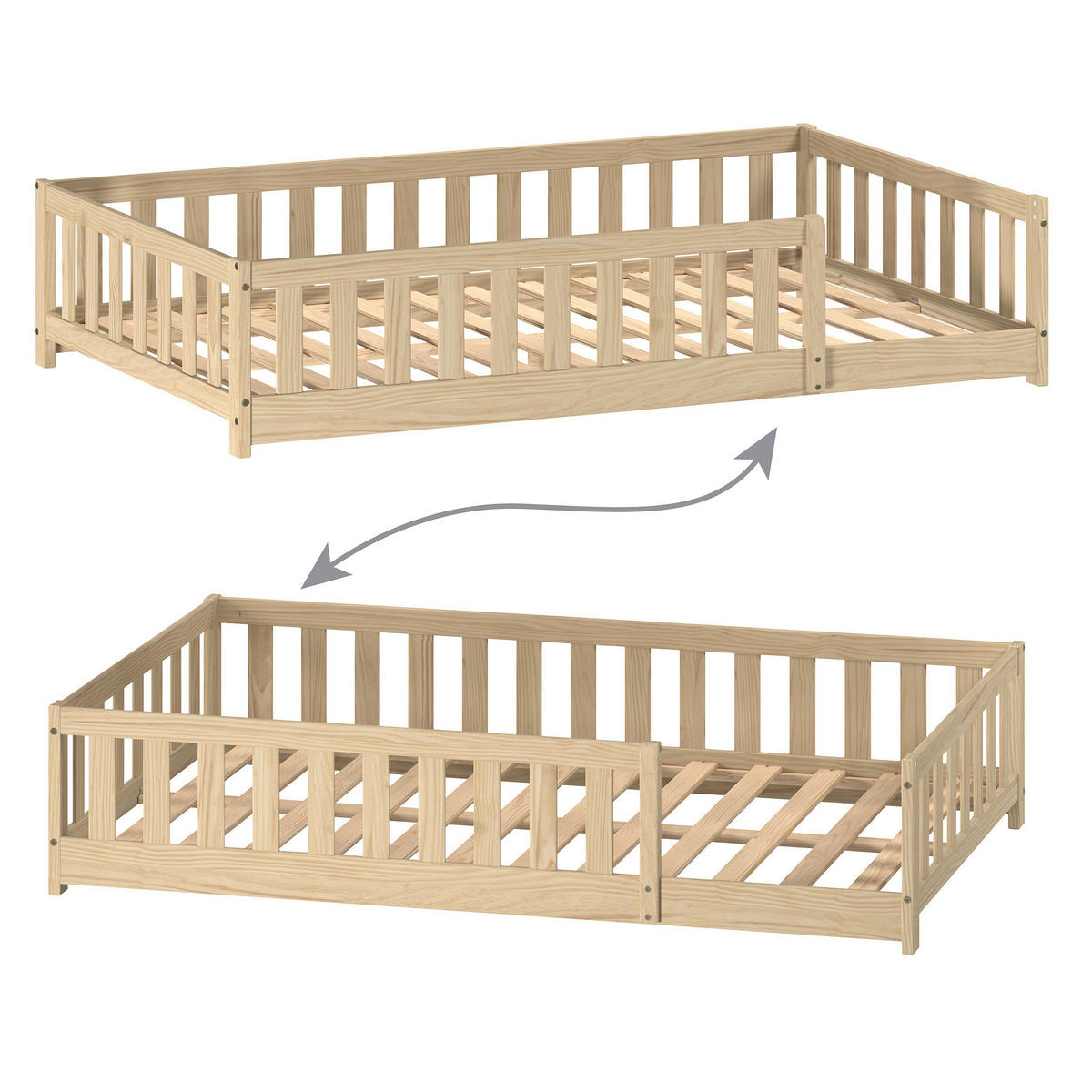 BODENBETT. 120/200 cm  in Naturfarben  - Naturfarben, MODERN, Holz/Holzwerkstoff (120/200cm) - P & B