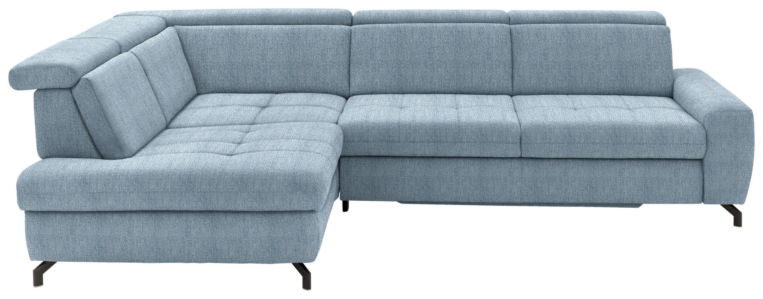 ECKSOFA Hellblau Chenille  - Schwarz/Hellblau, Design, Textil/Metall (220/310cm) - Beldomo Style