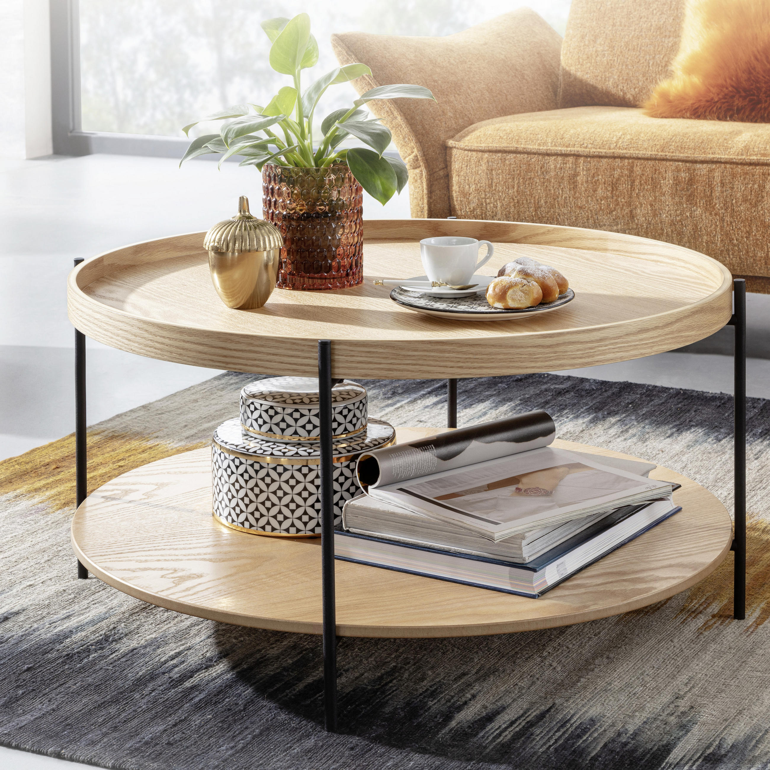 COUCHTISCH in Holzwerkstoff 78/78/40 cm  - Schwarz/Braun, MODERN, Holzwerkstoff/Metall (78/78/40cm) - MID.YOU