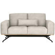 2-SITZER-SOFA  in Struktur Creme  - Creme/Schwarz, Design, Holz/Textil (166/85-104/95cm) - Novel