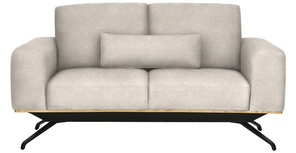 2-SITZER-SOFA  in Struktur Creme  - Creme/Schwarz, Design, Holz/Textil (166/85-104/95cm) - Novel