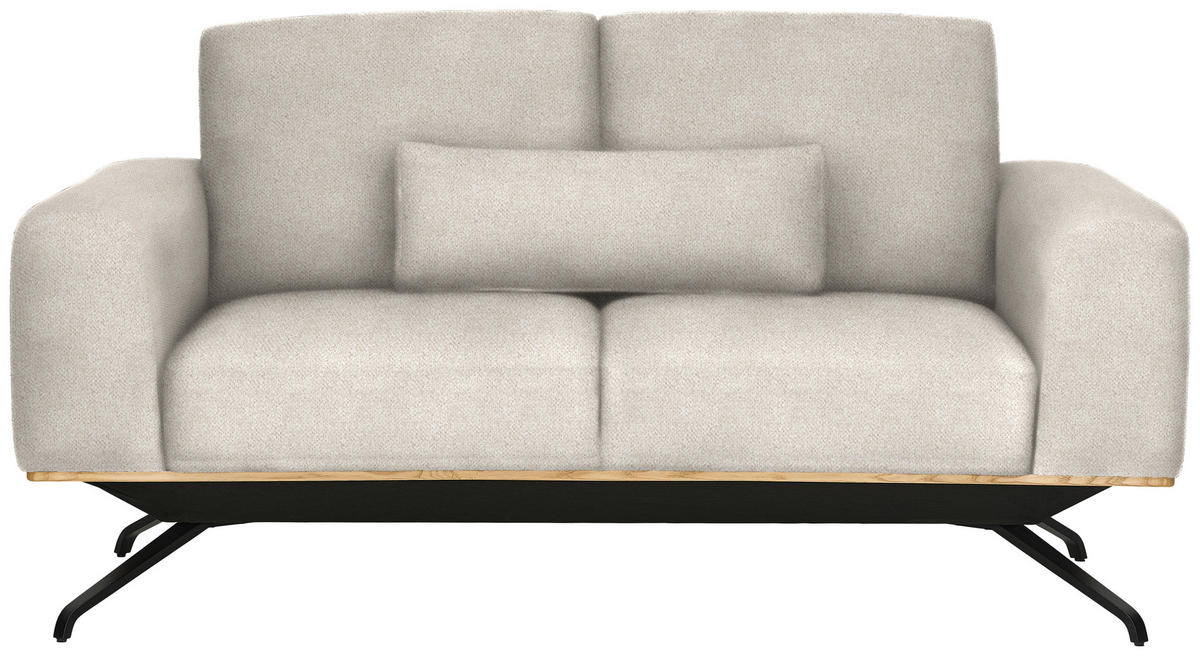 2-SITZER-SOFA Struktur Creme  - Creme/Schwarz, Design, Holz/Textil (166/85-104/95cm) - Novel