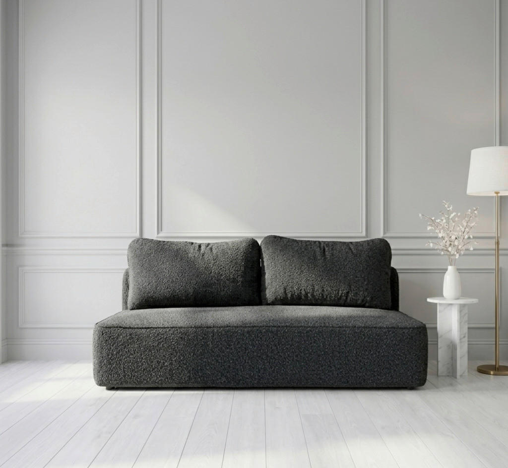SCHLAFSOFA FREDO Bouclé Dunkelgrau  inkl.  - Dunkelgrau/Schwarz, Design, Kunststoff/Textil (212/93/100cm) - MID.YOU