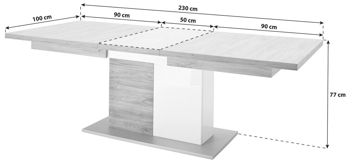 MATBORD i trämaterial 180-230/100/77 cm   - vit/ekfärgad, Design, trämaterial (180-230/100/77cm) - Livetastic