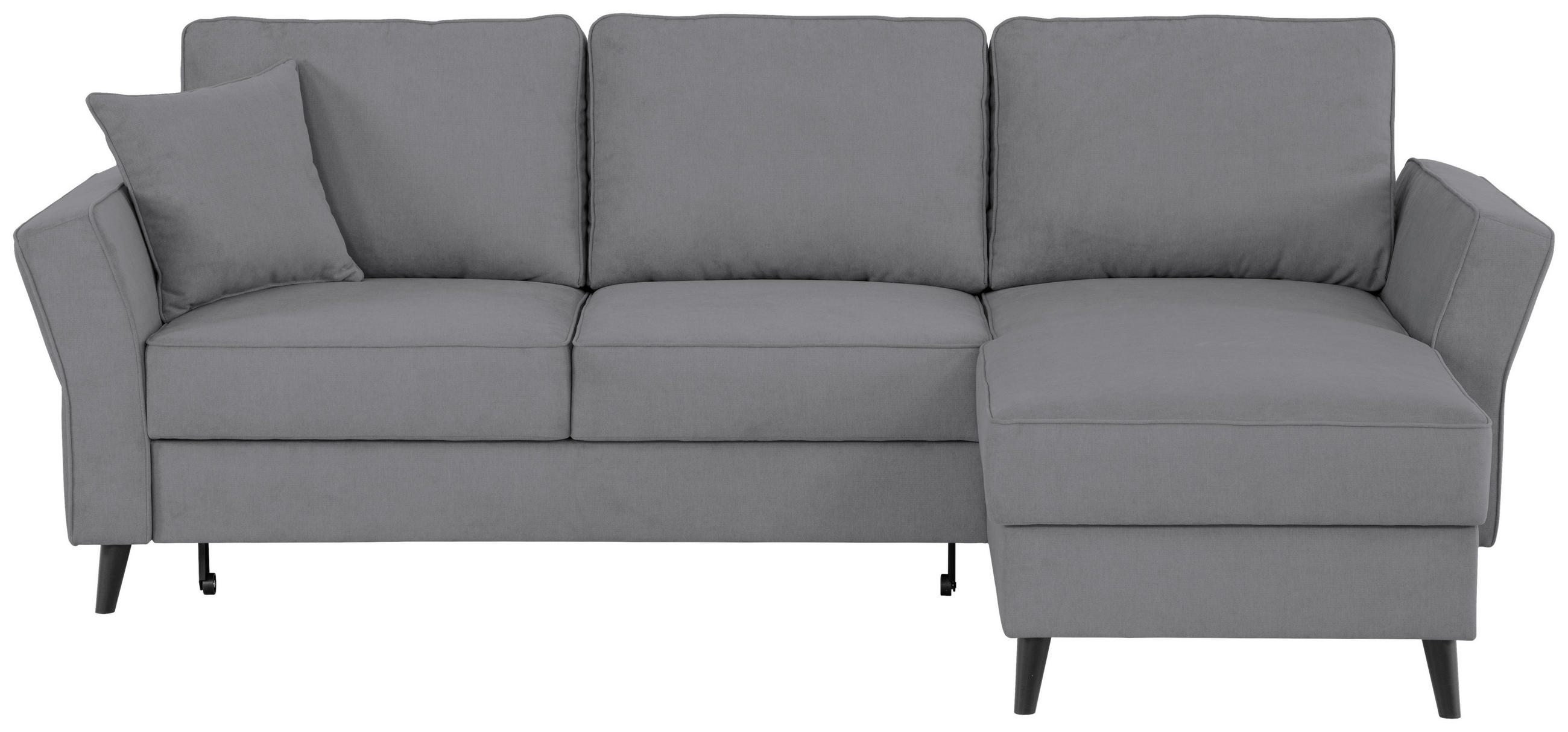 ECKSOFA Grau Velours  - Schwarz/Grau, KONVENTIONELL, Holz/Textil (244/159cm) - Carryhome