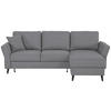 ECKSOFA in Velours Grau  - Schwarz/Grau, Konventionell, Holz/Textil (244/159cm) - Carryhome