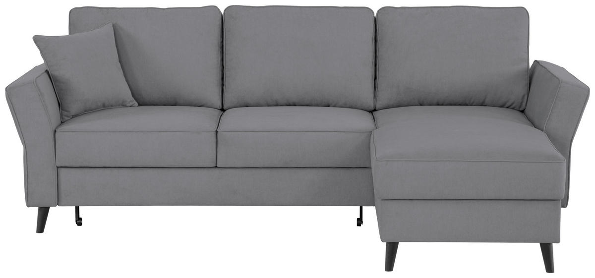 ECKSOFA in Velours Grau  - Schwarz/Grau, Konventionell, Holz/Textil (244/159cm) - Carryhome