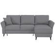 ECKSOFA in Velours Grau  - Schwarz/Grau, KONVENTIONELL, Holz/Textil (244/159cm) - Carryhome