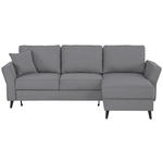 ECKSOFA in Velours Grau  - Schwarz/Grau, KONVENTIONELL, Holz/Textil (244/159cm) - Carryhome