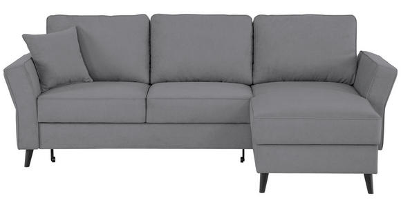 ECKSOFA Grau Velours - Schwarz/Grau, KONVENTIONELL, Holz/Textil (244/159cm) - Carryhome