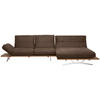 ECKSOFA Braun Mikrofaser  - Edelstahlfarben/Braun, Natur, Holz/Textil (320/157cm) - Ambiente