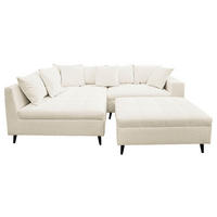 Ecksofa inkl. Hocker Weiß Bouclé  - Schwarz/Weiß, Design, Holz/Textil (174/247cm) - MID.YOU