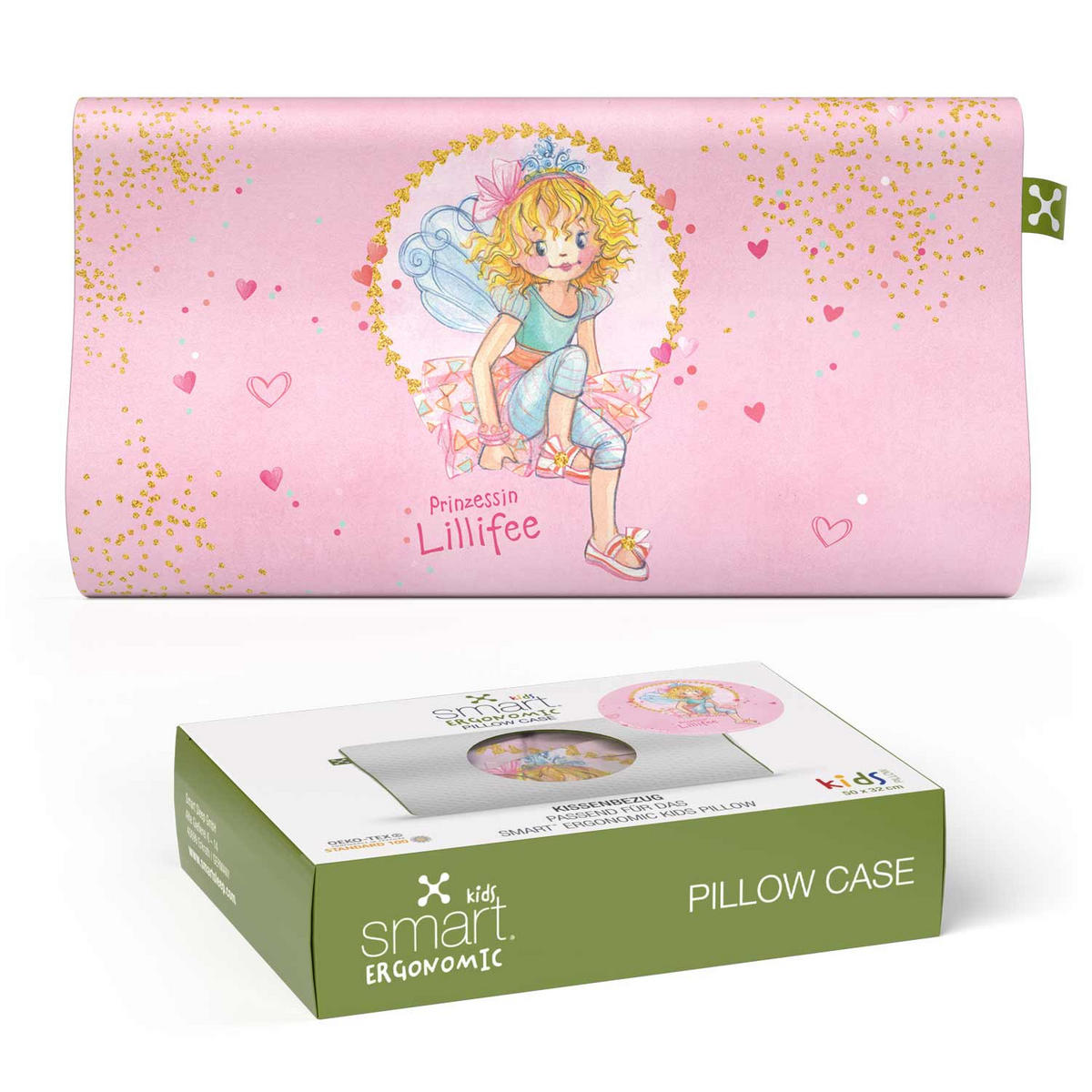 NACKENKISSENBEZUG KIDS ERGONOMIC  - Goldfarben/Rosa, Basics, Textil (50/32cm) - Smartsleep