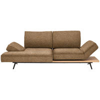 ECKSOFA 132/240 cm  in Chenille Cognac Rücken echt, Kopfteilverstellung, Sitztiefenverstellung  132/240 cm  - Cognac/Schwarz, Design, Holz/Textil (132/240cm) - Koinor