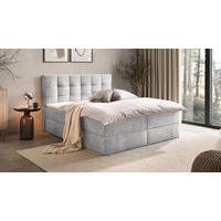AMERICKÁ POSTEĽ, 180/200 cm, svetlosivá - čierna/svetlosivá, Konventionell, textil/plast (180/200cm) - Boxxx