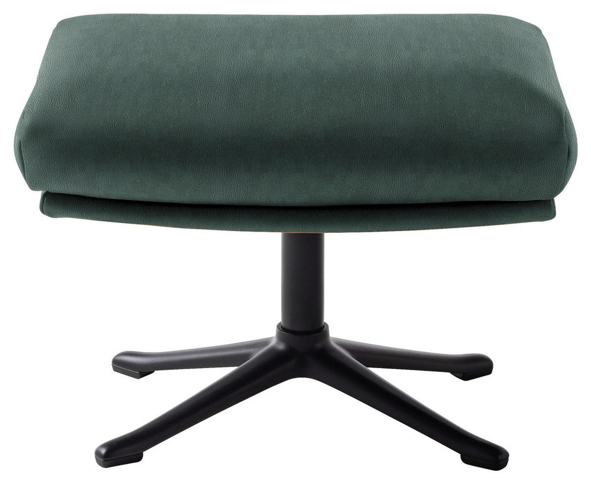 HOCKER in Leder Waldgrün  - Waldgrün/Schwarz, Design, Leder/Metall (54/41/41cm) - home24
