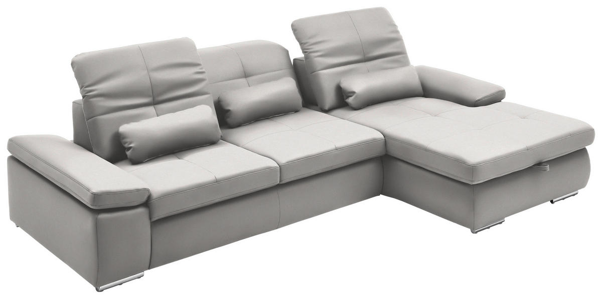 ECKSOFA Flachgewebe Creme  - Chromfarben/Creme, Design, Textil (309/195cm) - Beldomo Style