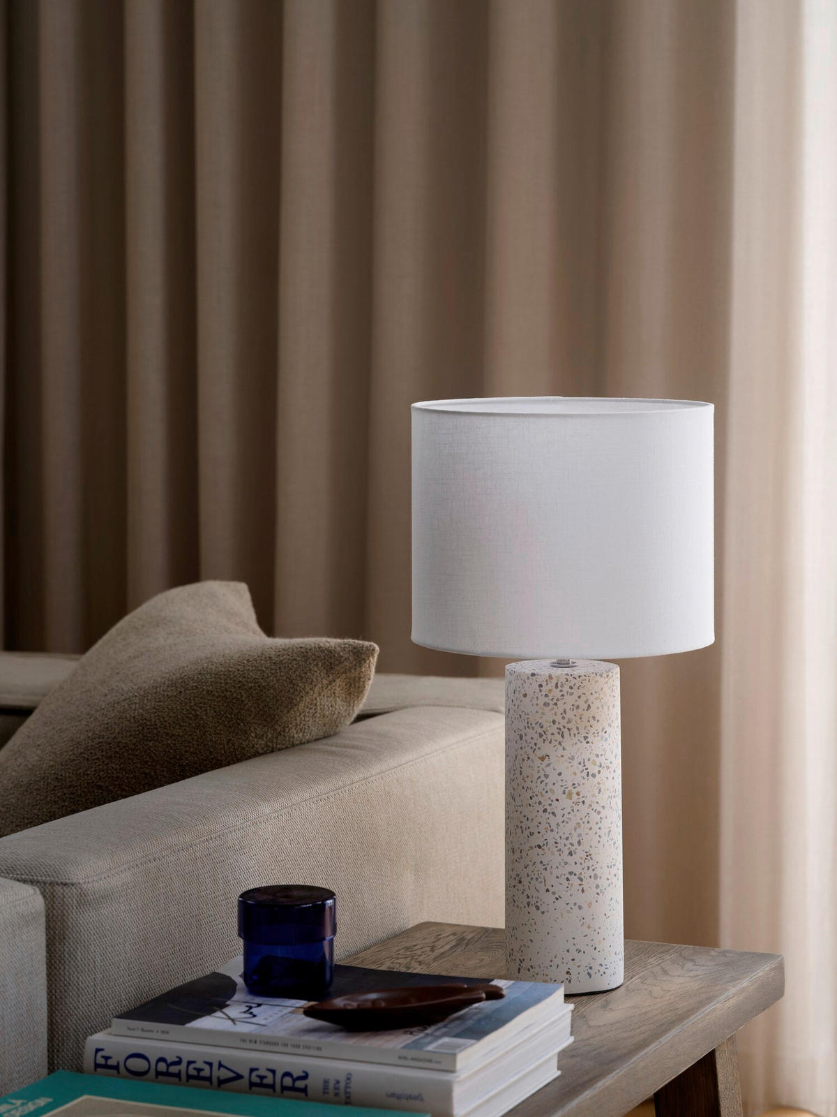 TISCHLEUCHTE 26/50 cm   - Weiß, Design, Textil/Stein (26/50cm) - Nordlux