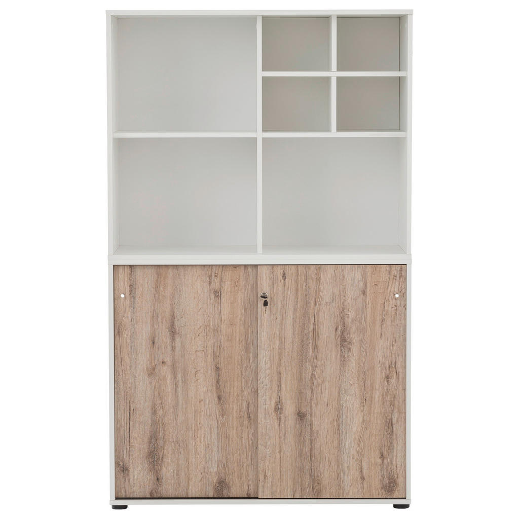 Thumbnail - Mid.you Aktenschrank, Weiß, Wildeiche, Holzwerkstoff, 4 Fächer, 100.1x167.2x41 cm, Beimöbel erhältlich, abschließbar, Ar...
