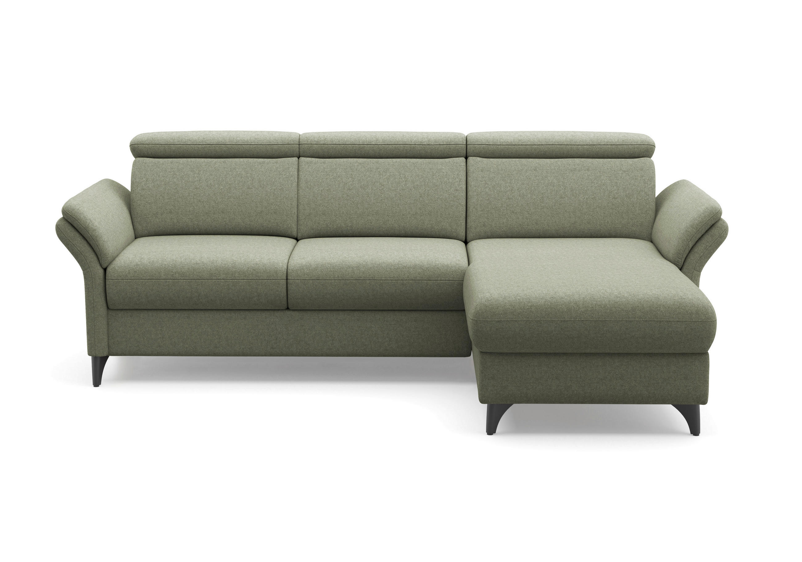 ECKSOFA GLENDALE E in Flachgewebe Olivgrün  253/166 cm  - Schwarz/Olivgrün, KONVENTIONELL, Textil/Metall (253/166cm) - Sit & More