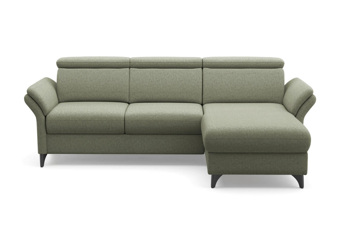 ECKSOFA GLENDALE E Olivgrün Flachgewebe  - Schwarz/Olivgrün, KONVENTIONELL, Textil/Metall (253/166cm) - Sit & More