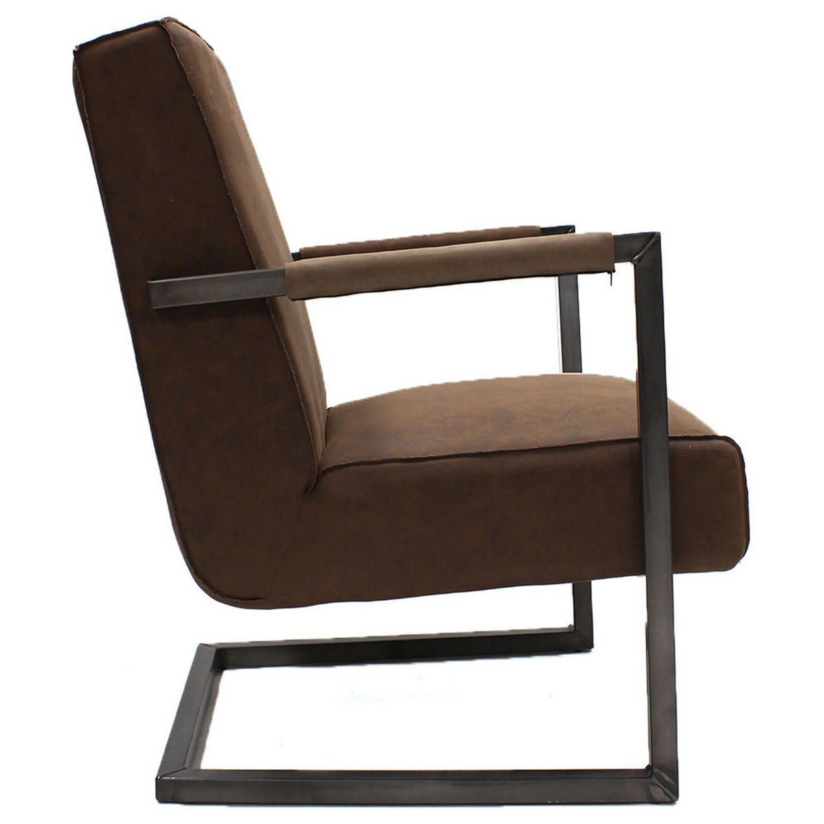 SESSEL in Lederlook, Mikrofaser Braun  - Schwarz/Braun, LIFESTYLE, Textil/Metall (62/84/70cm) - MID.YOU