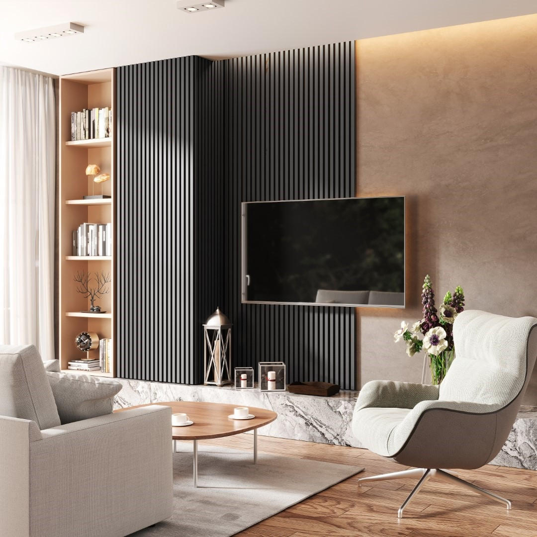 AKUSTIČNI MDF PANEL GRAFIT  GRAFIT   30/260 cm       temno siva  - temno siva, Basics, leseni material (30/260cm)