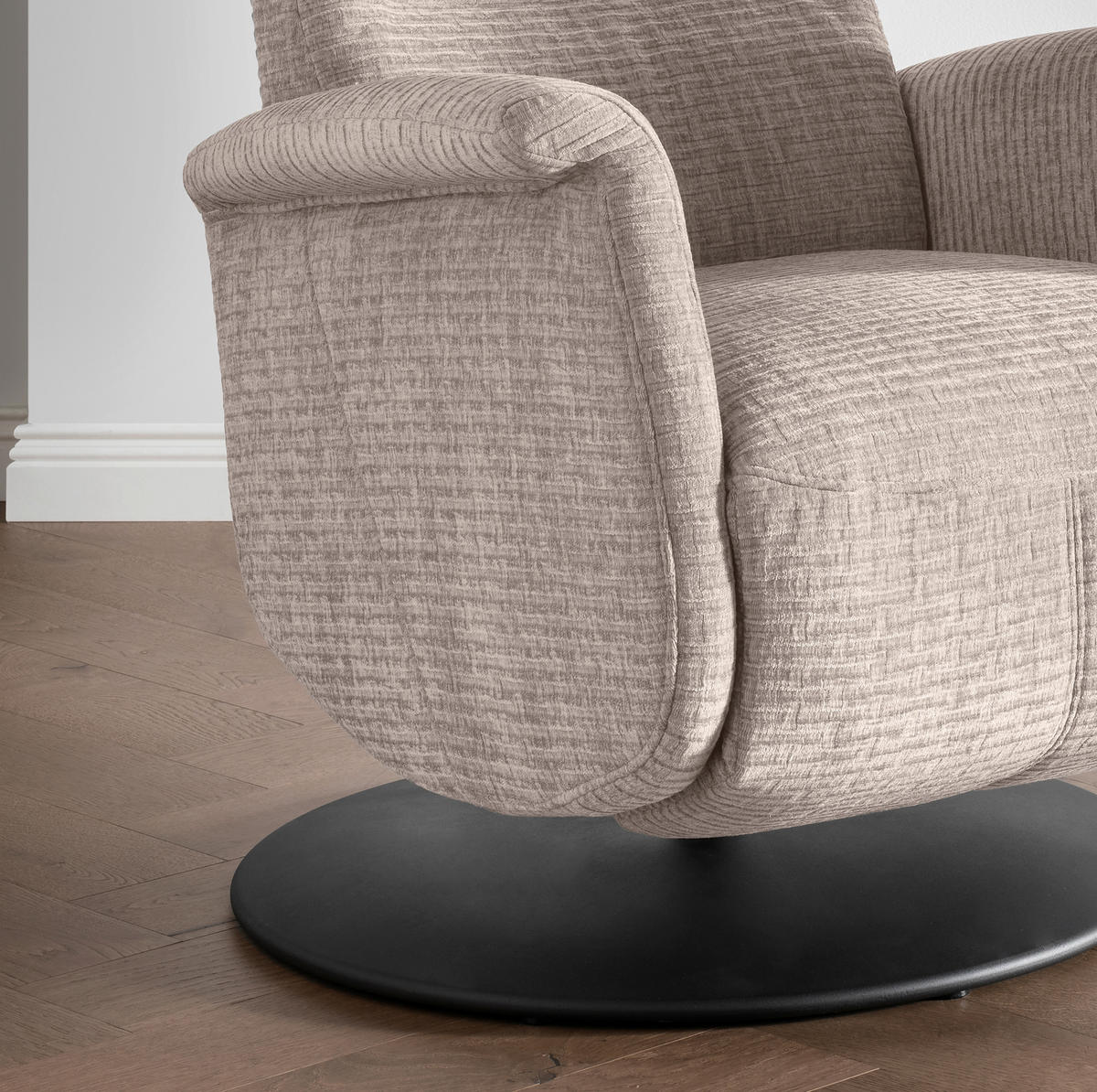 RELAXSESSEL Mikrofaser Kopfteilverstellung, Fußteilverstellung, Rücken echt, Relaxfunktion    - Beige/Schwarz, MODERN, Textil/Metall (72/118/85-165cm) - Livetastic