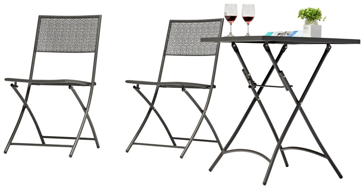 GARTENKLAPPSTUHL Stahl Anthrazit  - Anthrazit, KONVENTIONELL, Metall (45/50/85cm) - Ambia Garden