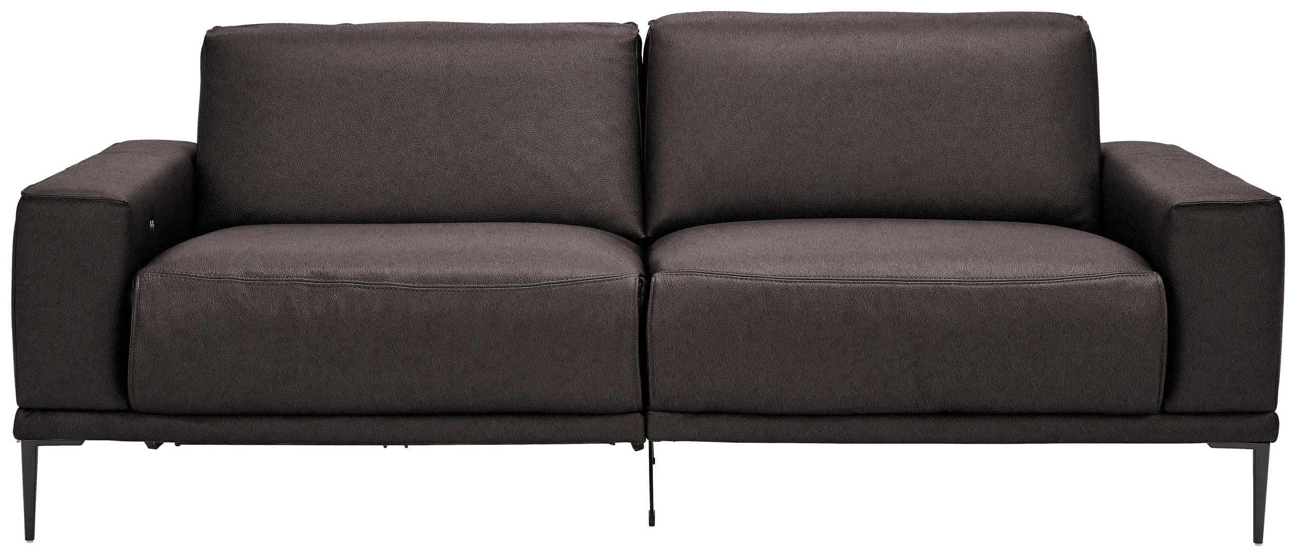 2,5-SITZER in Echtleder Dunkelbraun  - Dunkelbraun/Schwarz, Design, Leder/Metall (200/102/92cm) - Johann Jakob