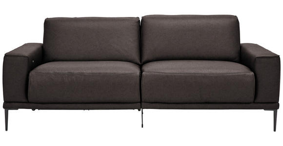 2,5-SITZER in Leder Dunkelbraun - Dunkelbraun/Schwarz, Design, Leder/Metall (200/102/92cm) - Johann Jakob