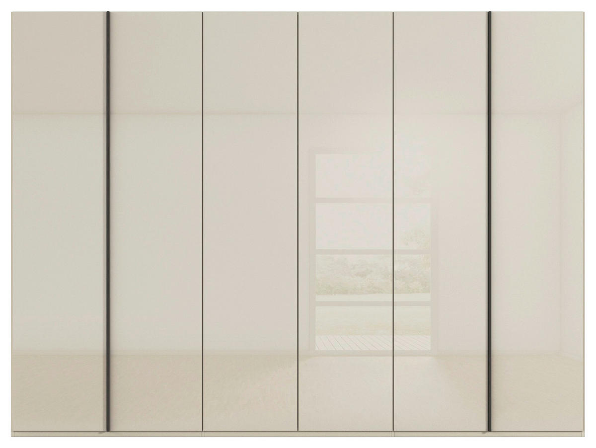 DREHTÜRENSCHRANK 301/223/61 cm,  in Champagner, 6-türig  - Champagner/Graphitfarben, Basics, Glas/Holzwerkstoff (301/223/61cm) - Novel
