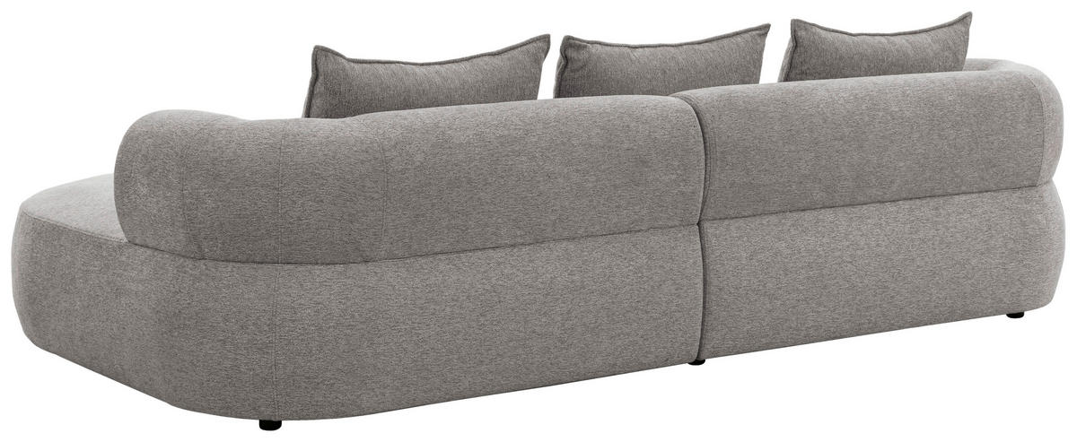 ECKSOFA in Chenille Grau  256/156 cm  - Schwarz/Grau, Design, Kunststoff/Textil (256/156cm) - Livetastic