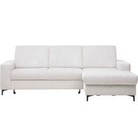 ECKSOFA Weiß, Perlmutt Cord  - Perlmutt/Schwarz, KONVENTIONELL, Textil/Metall (247/167cm) - Stylife