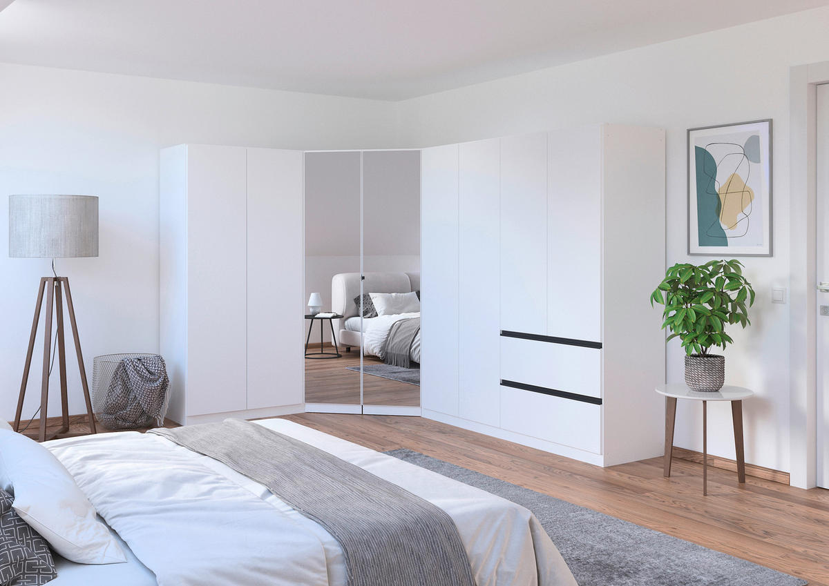 ECKKLEIDERSCHRANK 208/197/298 cm  - Chromfarben/Weiss, Modern, Holzwerkstoff (208/197/298cm) - Rauch Möbel