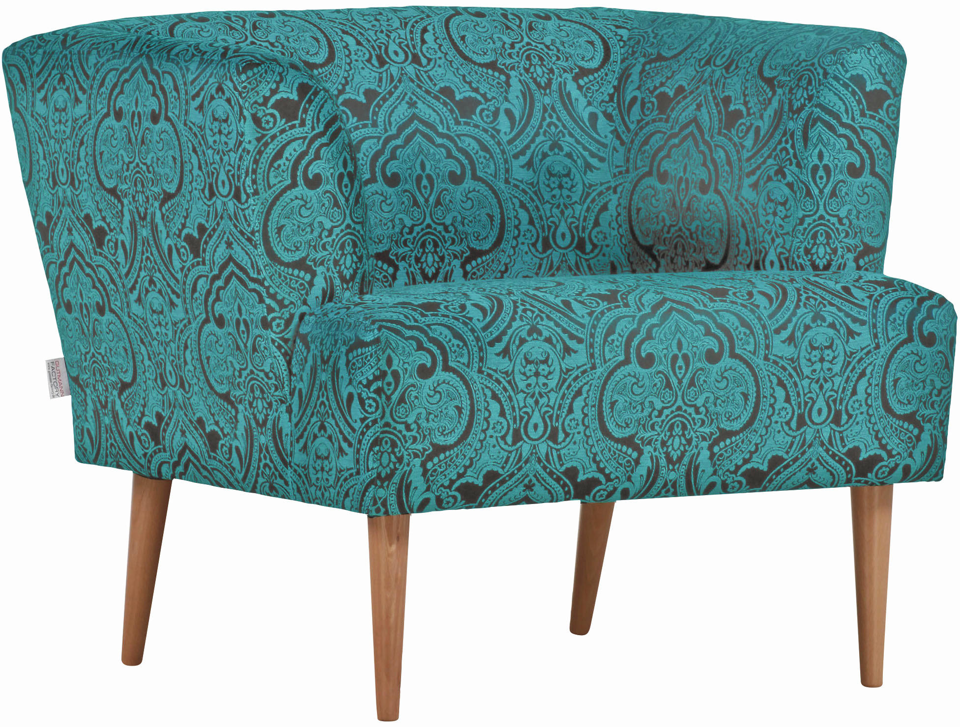 FÅTÖLJ i textil svart, turkos  - bokfärgad/turkos, Design, trä/textil (85/71/80cm) - MID.YOU