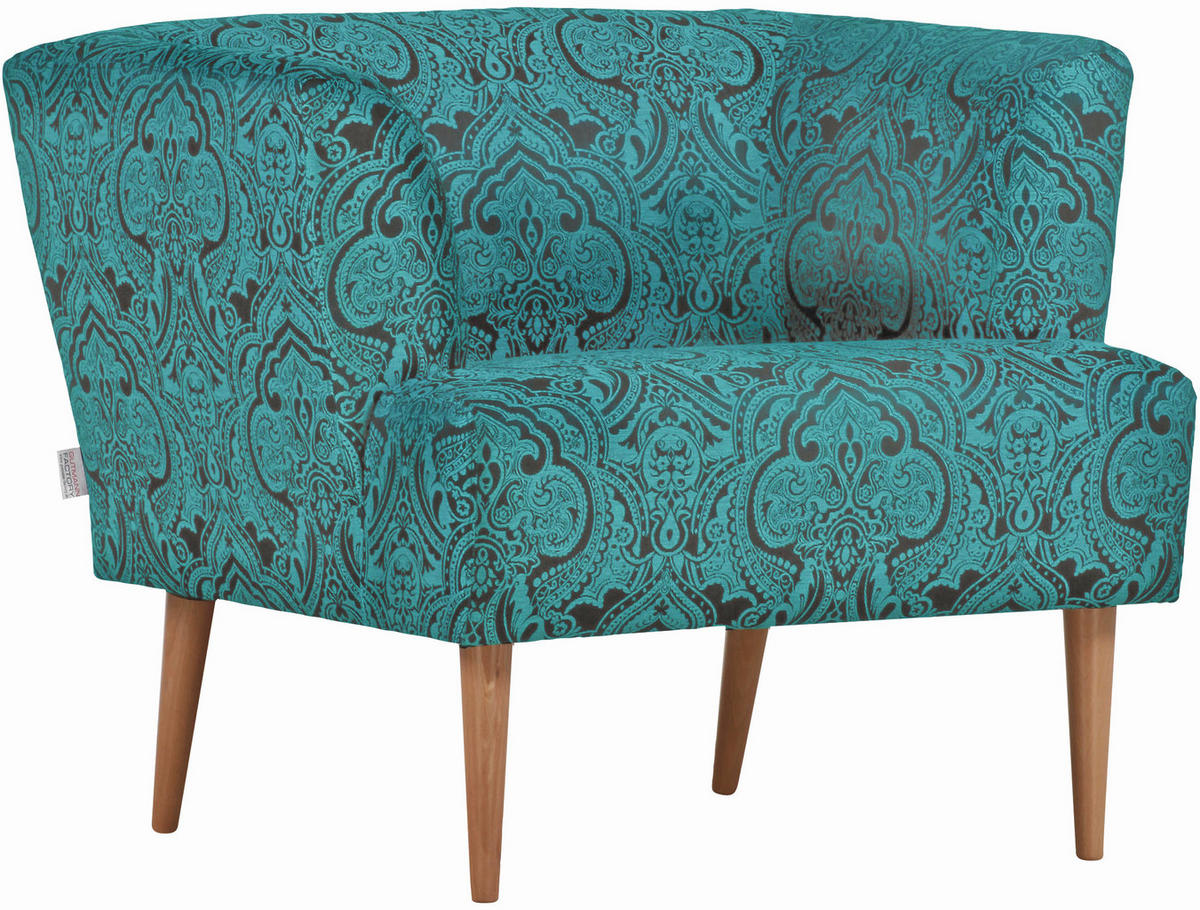 FÅTÖLJ i textil svart, turkos  - bokfärgad/turkos, Design, trä/textil (85/71/80cm) - MID.YOU