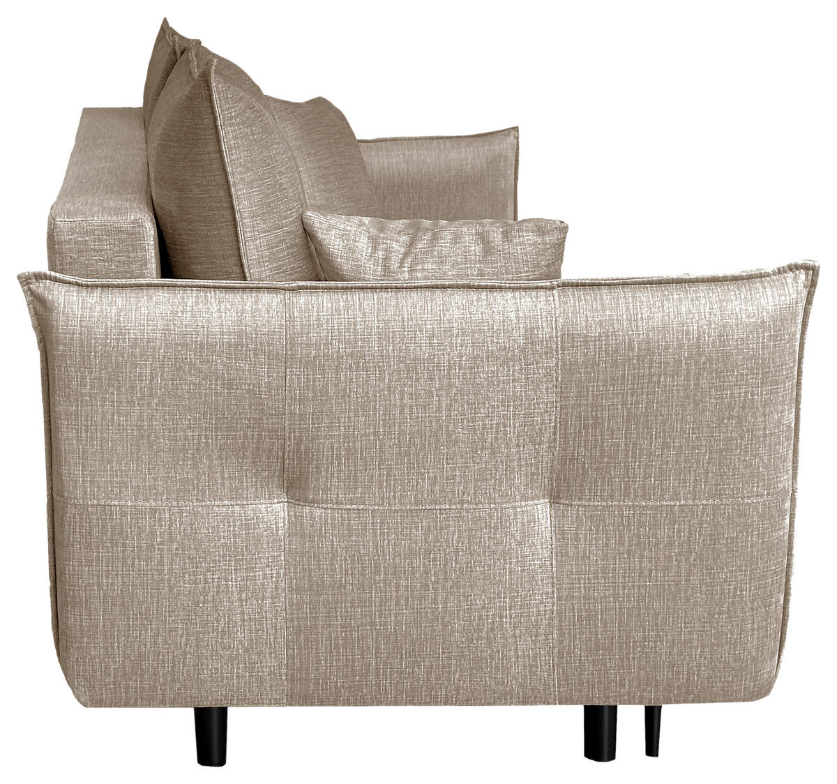 SCHLAFSOFA  mit Liegefunktion Flachgewebe Beige  - Beige/Schwarz, Design, Holz/Kunststoff (216/96/102cm) - MID.YOU