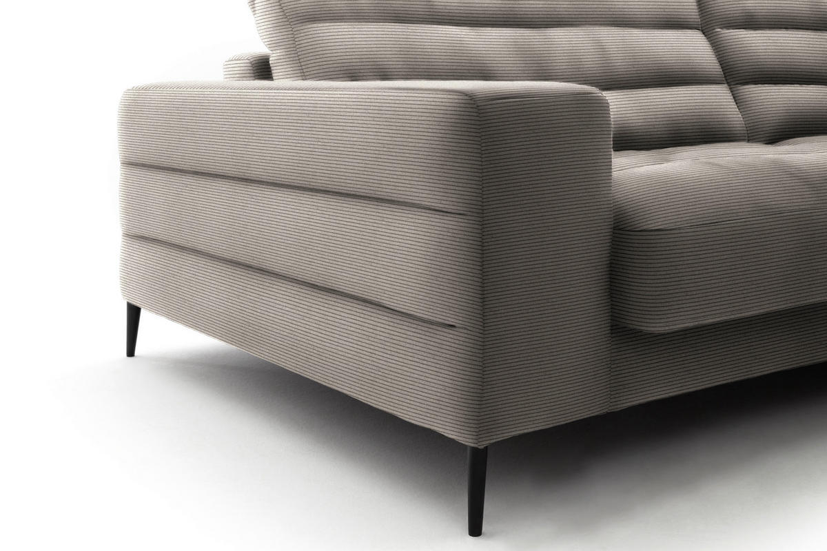 ECKSOFA in Cord Sandfarben  - Sandfarben/Schwarz, Design, Textil/Metall (296/207cm) - Dieter Knoll