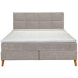 BOXSPRINGBETT 180/200 cm  in Taupe  - Taupe/Eichefarben, KONVENTIONELL, Holz/Textil (180/200cm) - Carryhome