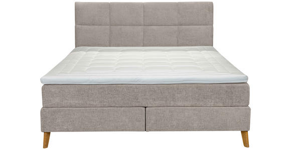 BOXSPRINGBETT 180/200 cm  in Taupe  - Taupe/Eichefarben, KONVENTIONELL, Holz/Textil (180/200cm) - Carryhome