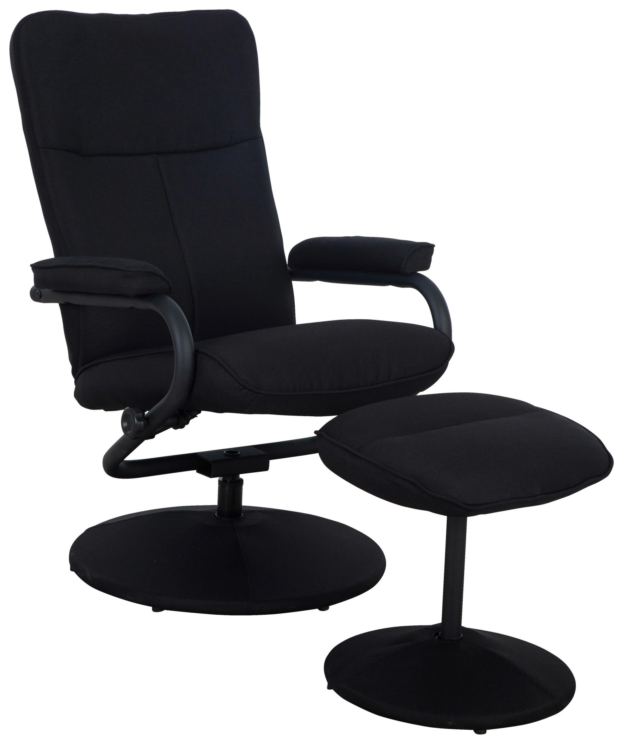 RELAXSESSELSET Leinenoptik Hocker    - Schwarz, MODERN, Textil/Metall (68/96.5/76cm) - P & B