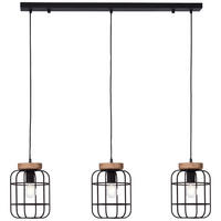 HÄNGELEUCHTE Gwen 100/20/142 cm   - Schwarz/Braun, Design, Holz/Metall (100/20/142cm) - Brilliant