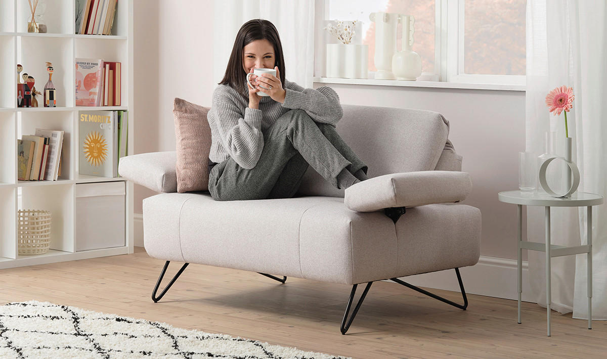 SESSELSET Samt Armteilverstellung    - Schwarz/Rosa, Design, Textil/Metall (114-142/85/86-94cm) - SENSOO